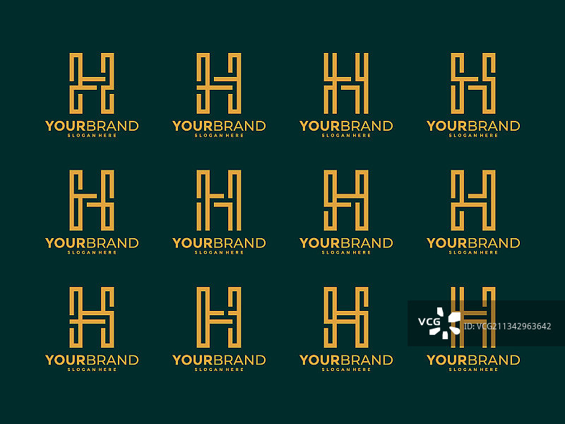 集合抽象字母h的标志设计图片素材