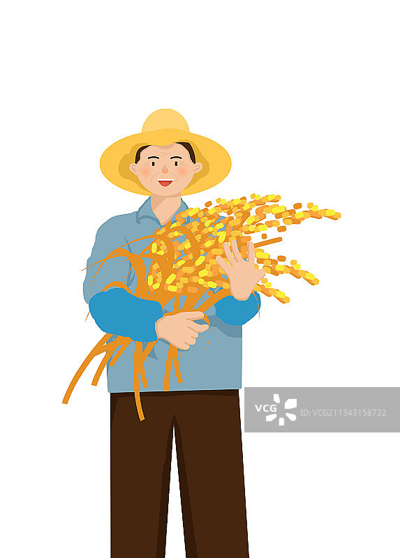 抱着麦子的农民图片素材