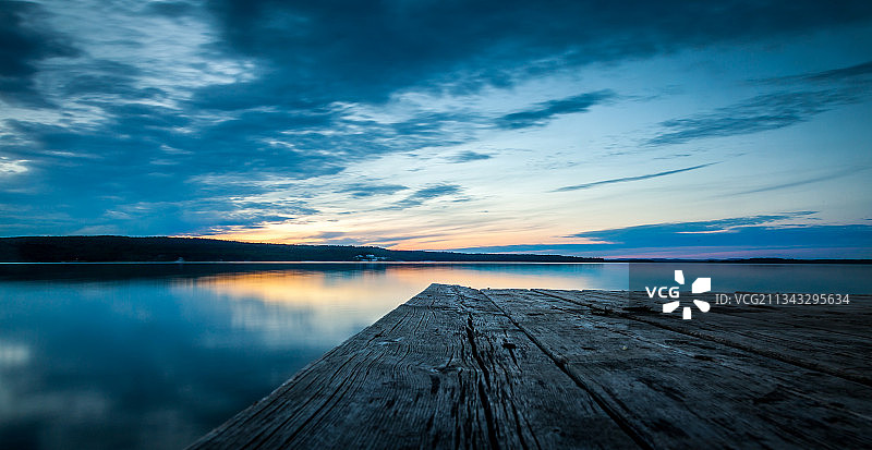 加拿大安大略省，日落时天空中的湖泊风景图片素材