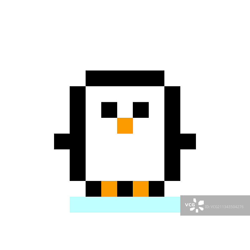 企鹅像素图像为8位游戏资产图片素材