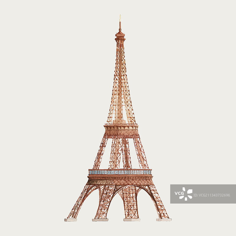 法国埃菲尔铁塔水彩画图片素材