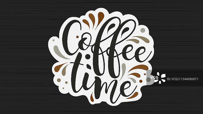 咖啡时间横幅上漂亮的手写字体图片素材