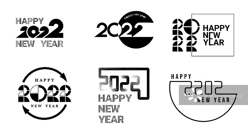 设置平黑色图标祝2022年新年快乐图片素材