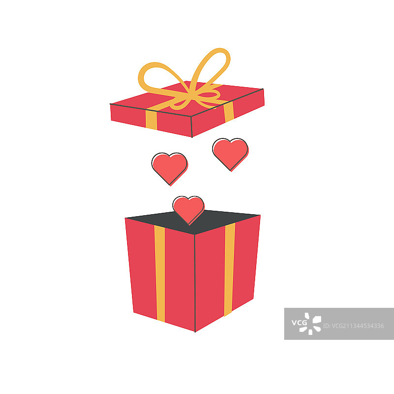 打开礼品盒与苍蝇的心图片素材