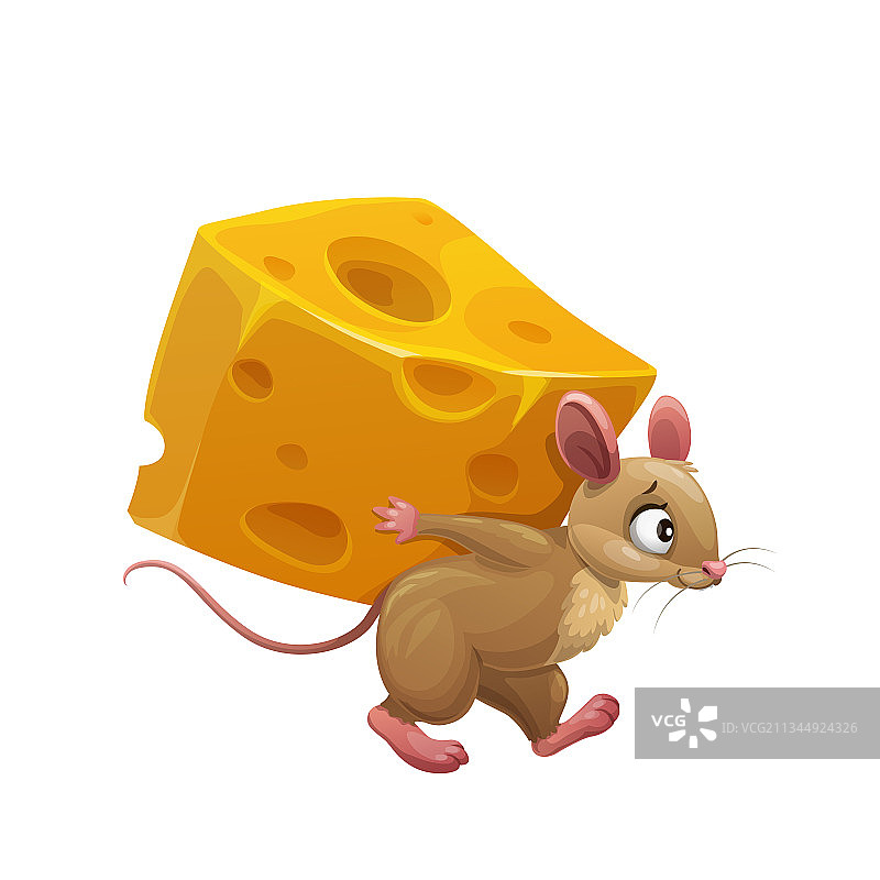 卡通老鼠或大老鼠和大块奶酪图片素材