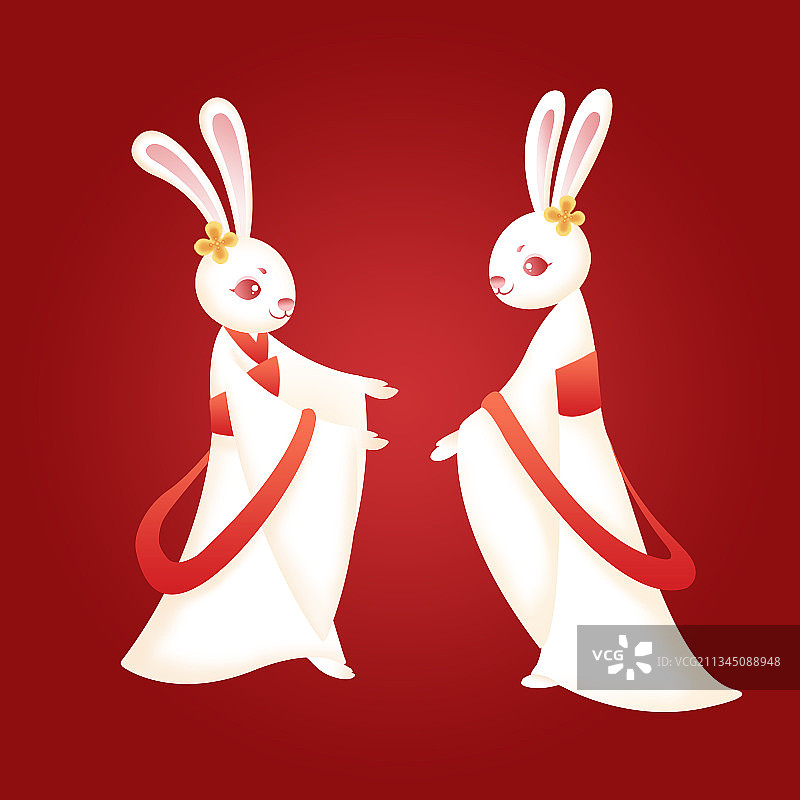 中秋节玉兔仙子插画元素图片素材