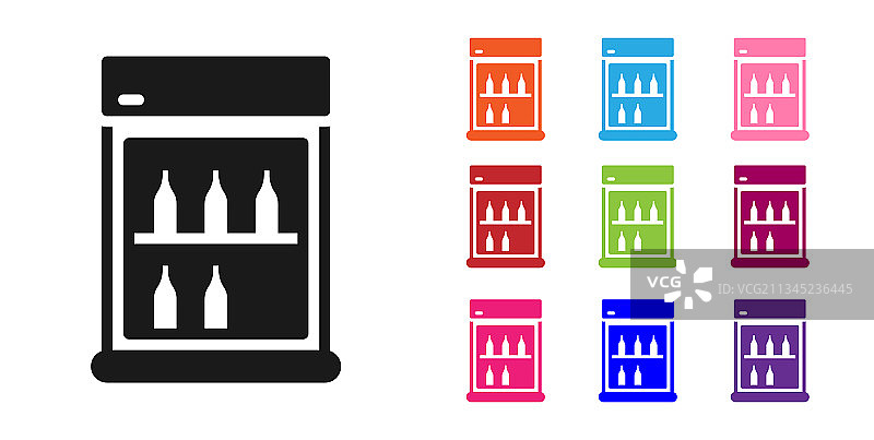 黑色商业冰箱储存饮料图标图片素材