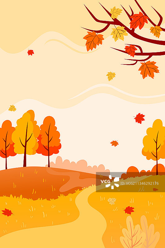 秋天户外自然风景矢量插画图片素材