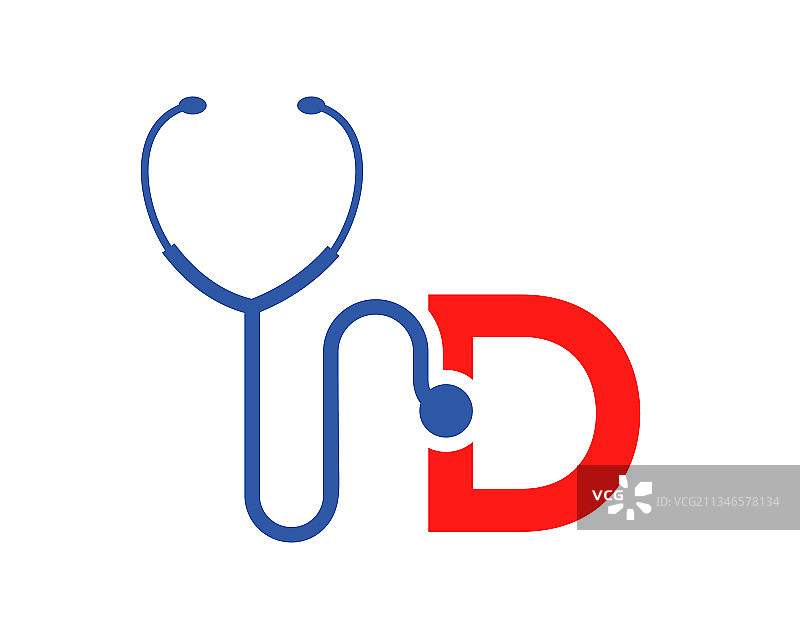 健康保健标志与d字母概念图片素材