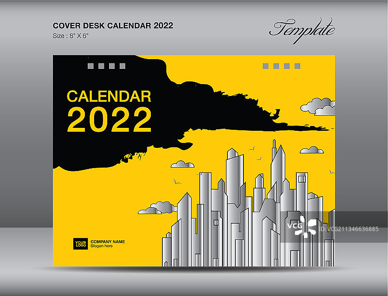 2022年台历黄色封面设计图片素材