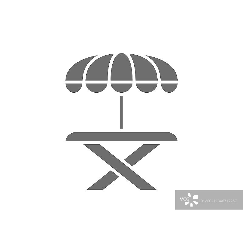街头野餐桌上有伞灰色图标图片素材