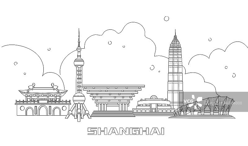 上海简约线条风图片素材