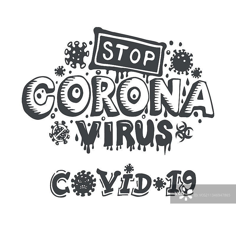 冠状病毒COVID-19字母和其他元素图片素材