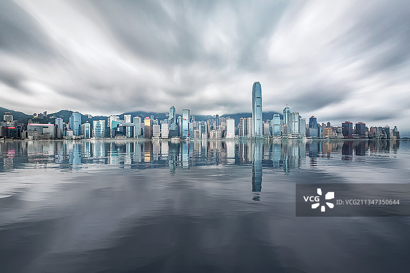中国香港特别行政区维多利亚港城市建筑全景风光图片素材