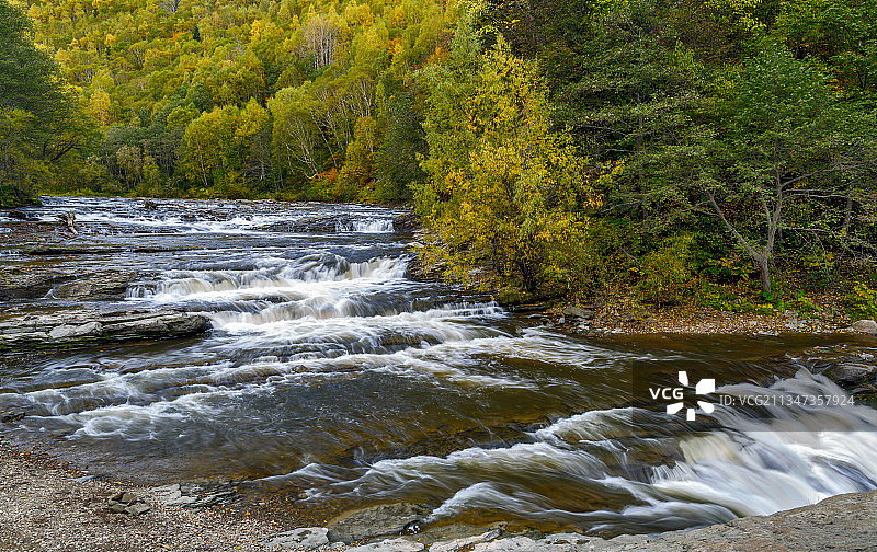 河流在森林中流动的风景，俄罗斯图片素材