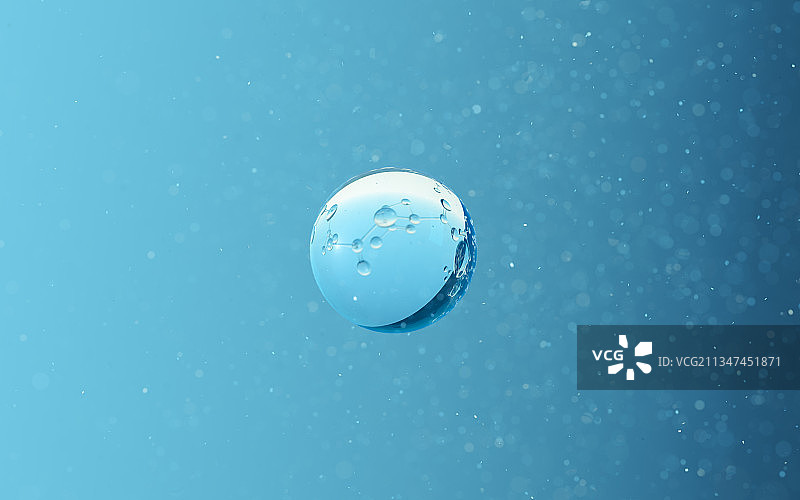 蓝色的透明水珠 3D渲染图片素材