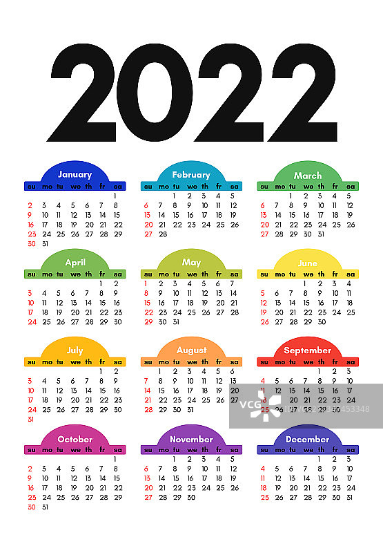 2022年日历被隔离在白色背景上图片素材
