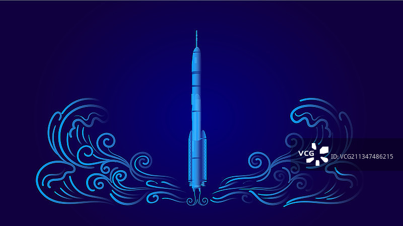 航天火箭飞船升空的插画图片素材