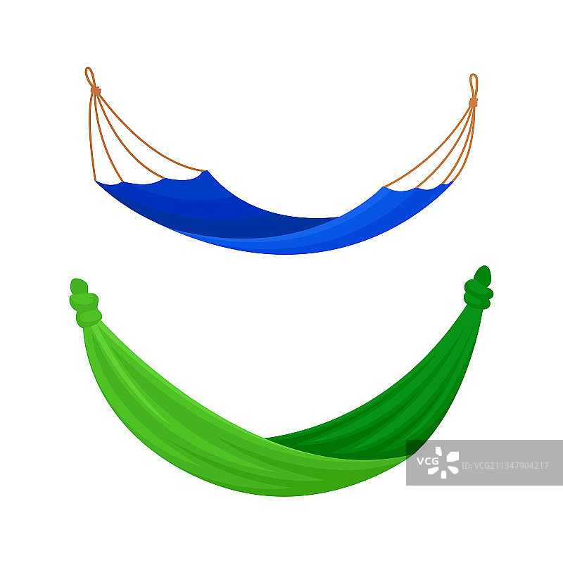 绿色和蓝色的布质吊床套绳图片素材