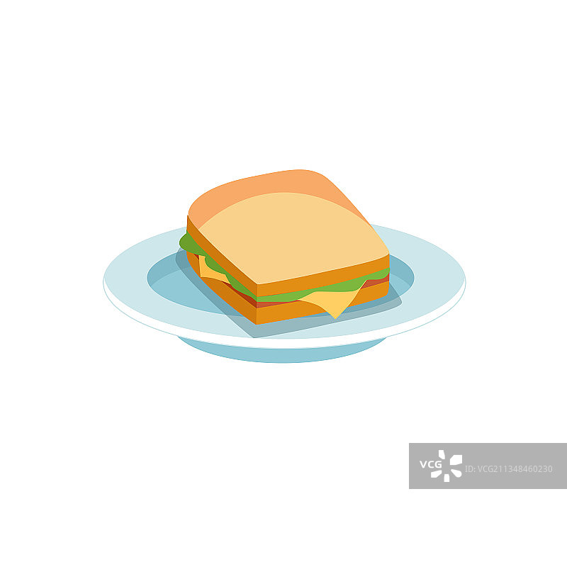 扁平的卡通三明治，均衡饮食图片素材