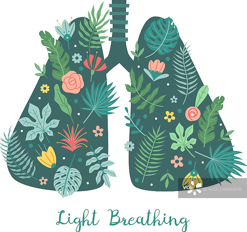 肺护轻呼吸概念卡通身体图片素材