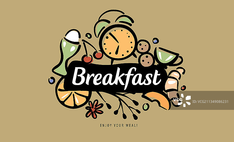 一套彩绘早餐产品的形式图片素材