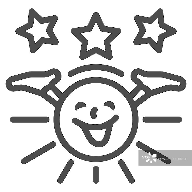 微笑的太阳用手和星星线图标图片素材