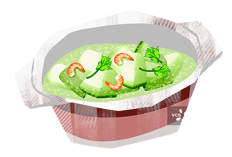 虾米冬瓜汤插画元素图片素材