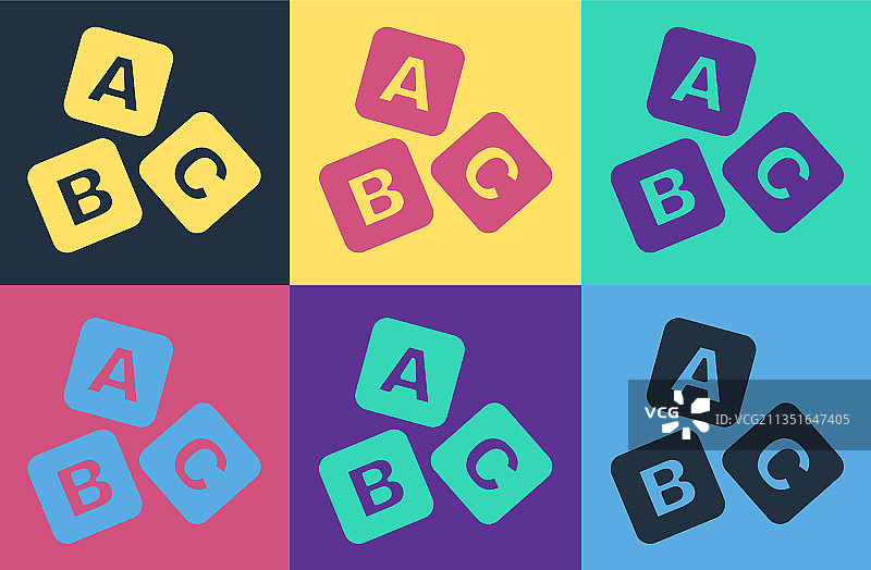 波普艺术ABC块图标孤立的颜色图片素材