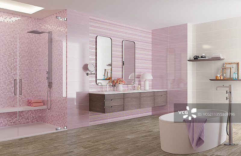 现代粉色浪漫浴室图片素材