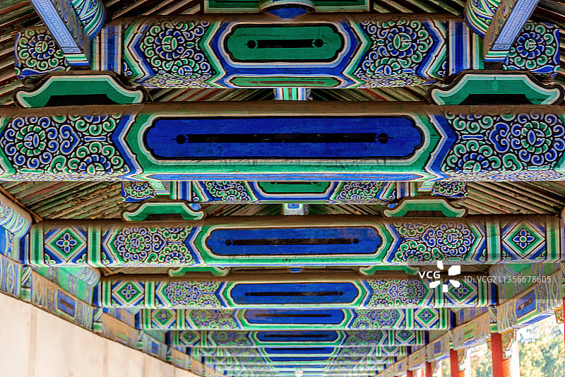 中国北京天坛公园七十二长廊图片素材