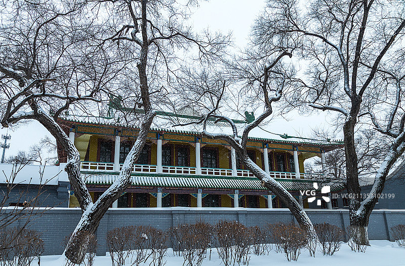 黑龙江省齐齐哈尔市龙沙公园万卷阁雪景图片素材
