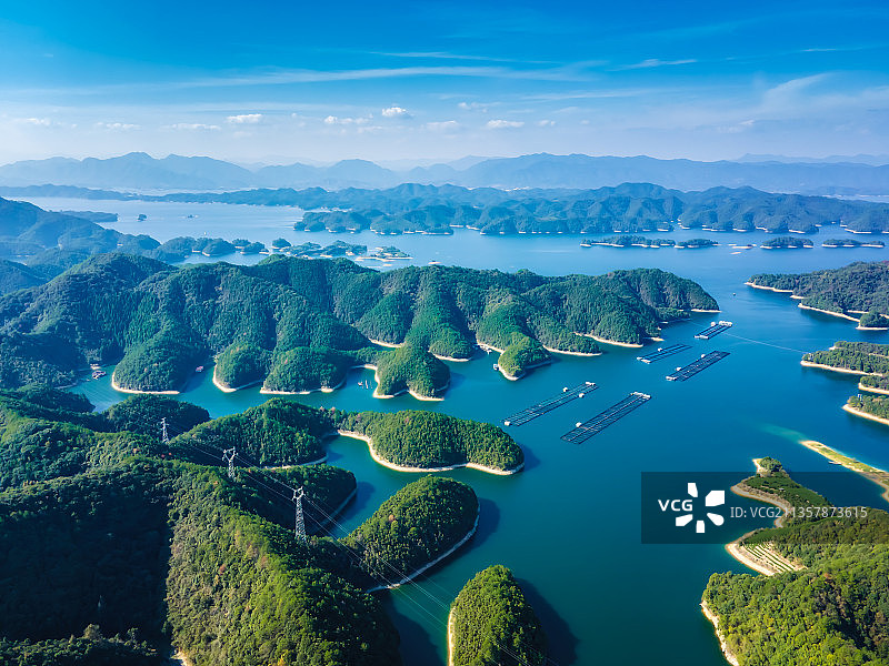 航拍浙江杭州千岛湖自然风光图片素材