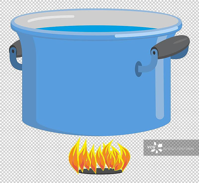 正在烧水的蓝色小锅图片素材