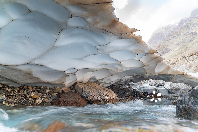 塔吉克斯坦，海天相映的岩石风景图片素材