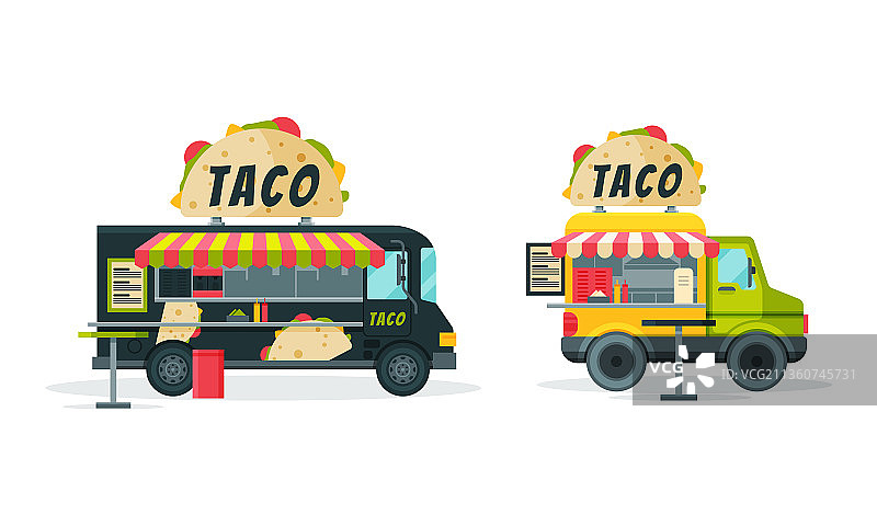 轮式餐车在街上卖墨西哥玉米卷图片素材