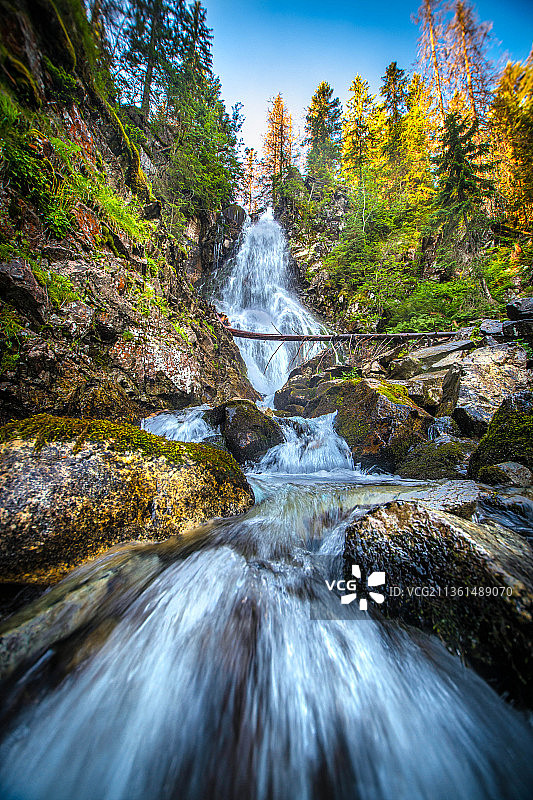 Rohace瀑布，斯洛伐克森林瀑布的风景图片素材