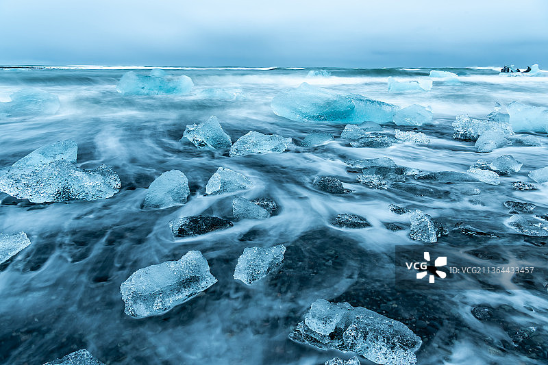 钻石海滩，冰天雪地的海景，钻石海滩，冰岛图片素材