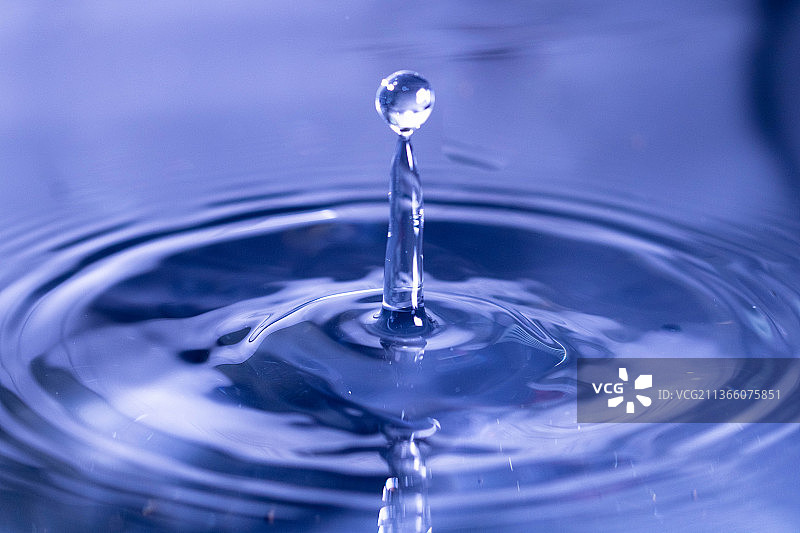 水滴在水中的特写镜头图片素材