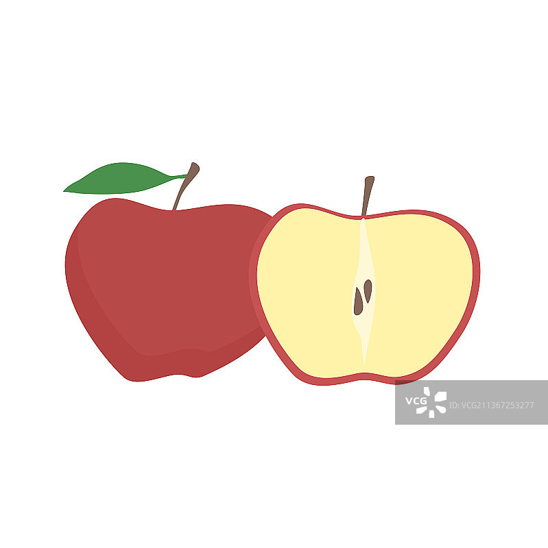 从白色水果或食物中分离出来的红苹果图片素材