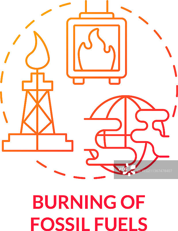 燃烧化石燃料红色梯度概念图标图片素材