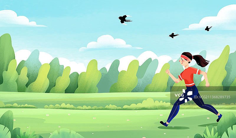健康减肥瘦身跑步插画图片素材