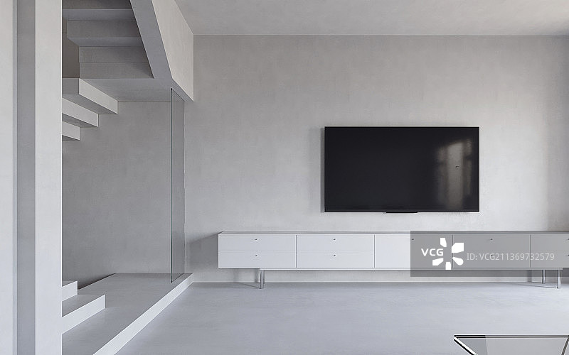 室内空间客厅现代极简纯白图片素材