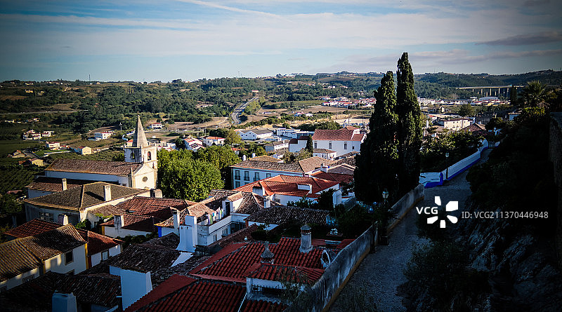 城市景观的奥比多斯老城葡萄牙，莱利亚，葡萄牙图片素材