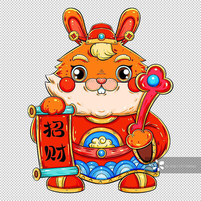 国潮春节财神兔元素图片素材