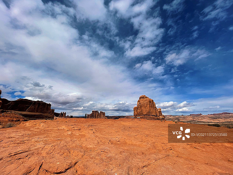 拱门NP，沙漠对着天空的风景，摩押，犹他州，美国图片素材