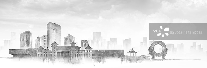 滁州城市建筑插画图片素材