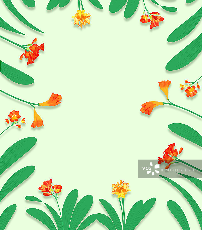 扁平风草本植物君子兰平面设计元素包装插画图片素材