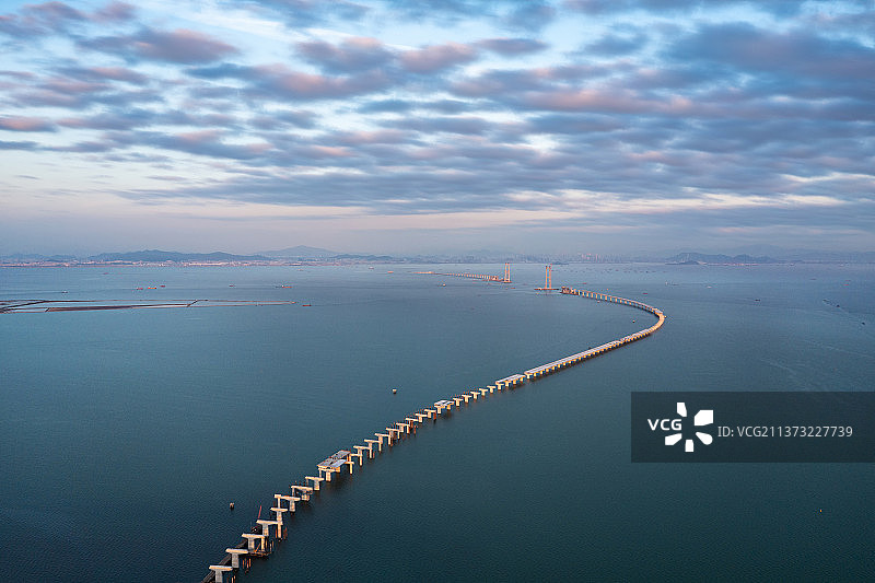 深圳中山跨海大桥 建设中的深中通道2022图片素材