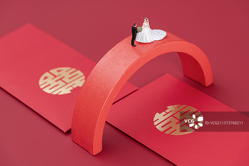 红色的婚礼主题微缩景观图片素材